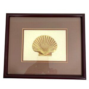 Embossed Copper Gold Seashell Scallop Shell Framed Matted From Figi Giftware